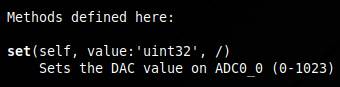 Python document help for DAC on the GreatFET