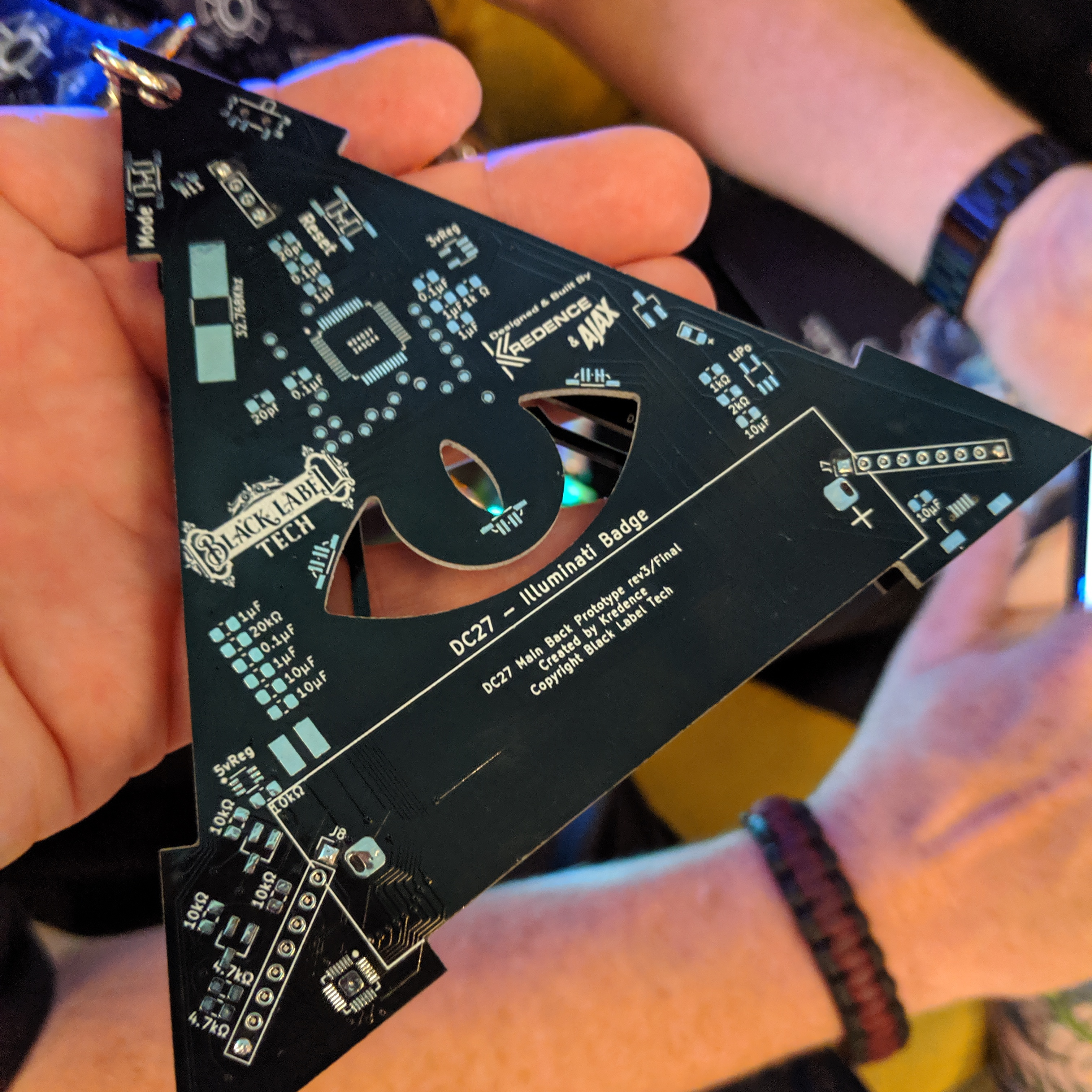 Illuminati badge at DC27 - rear