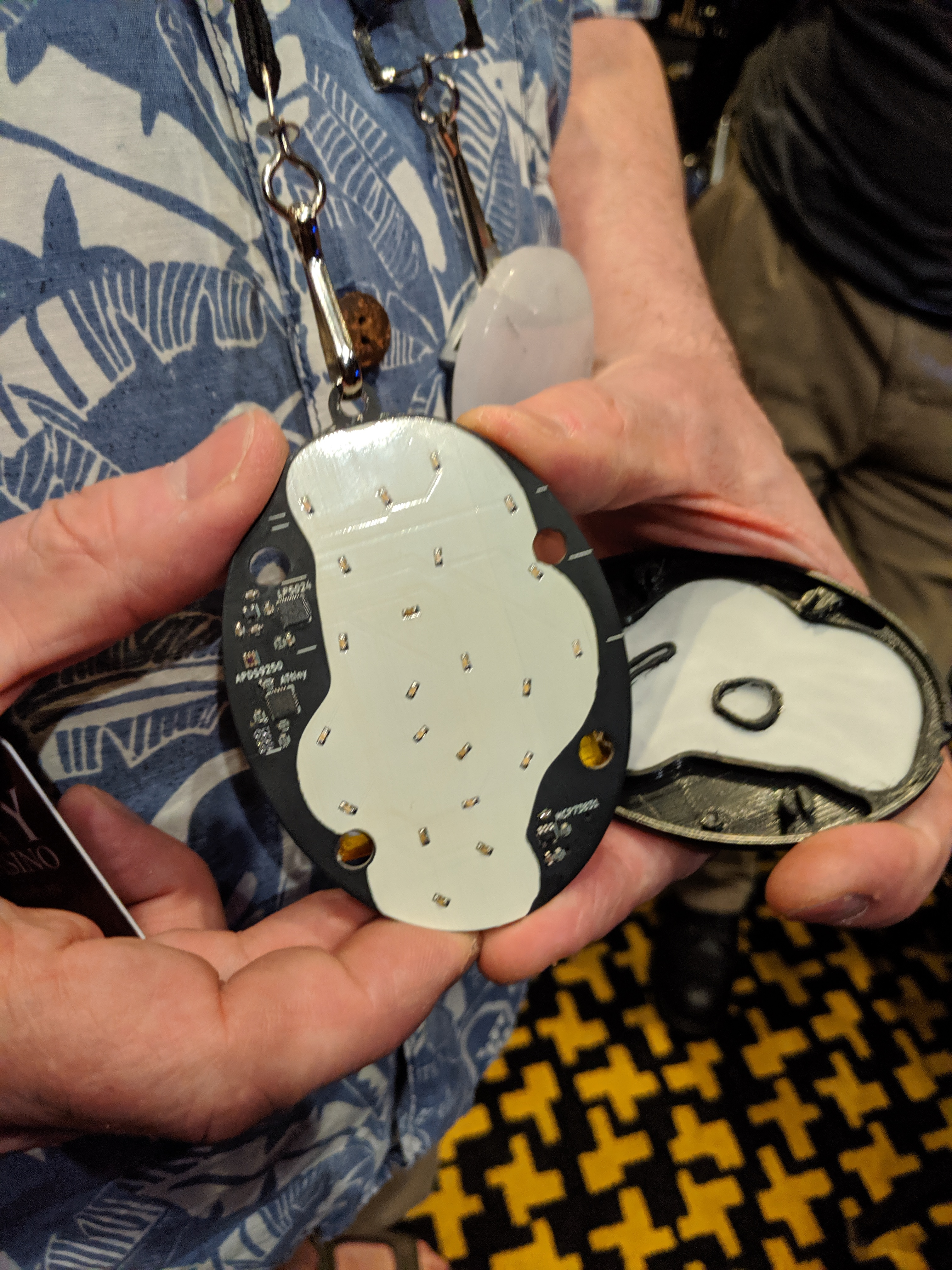 White noodle bar badge - silk screen reflector