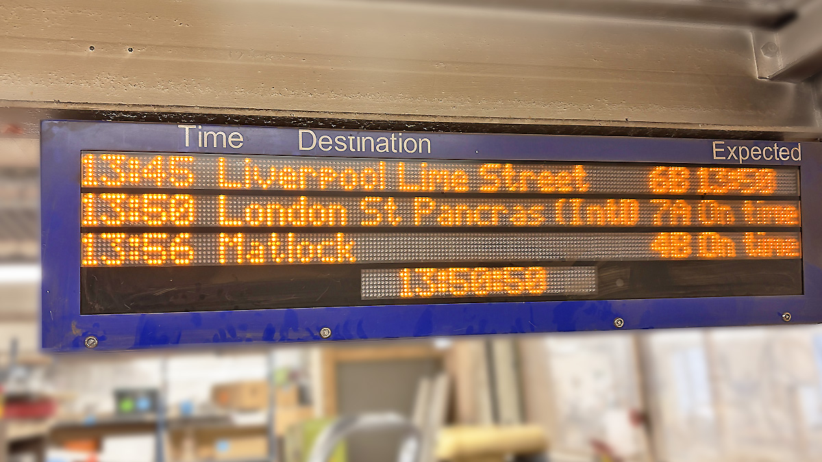 Nottingham Railway departure board in Hackspace