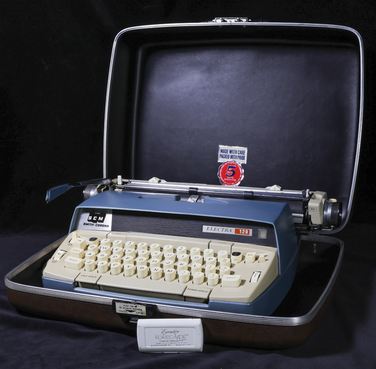 John Lennon's SCM Electra 120, sitting in its open case.
