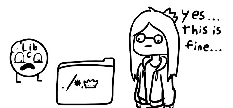 Illustration of author surveying the fruits of his labor by Bomberanian