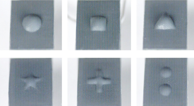 An array of shapes showing the different possiblities for hapticoil soft buttons.