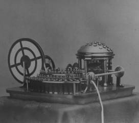 The Malling-Hansen Takygraph, a fast writing machine similar to the Malling-Hansen Writing Ball typewriter.