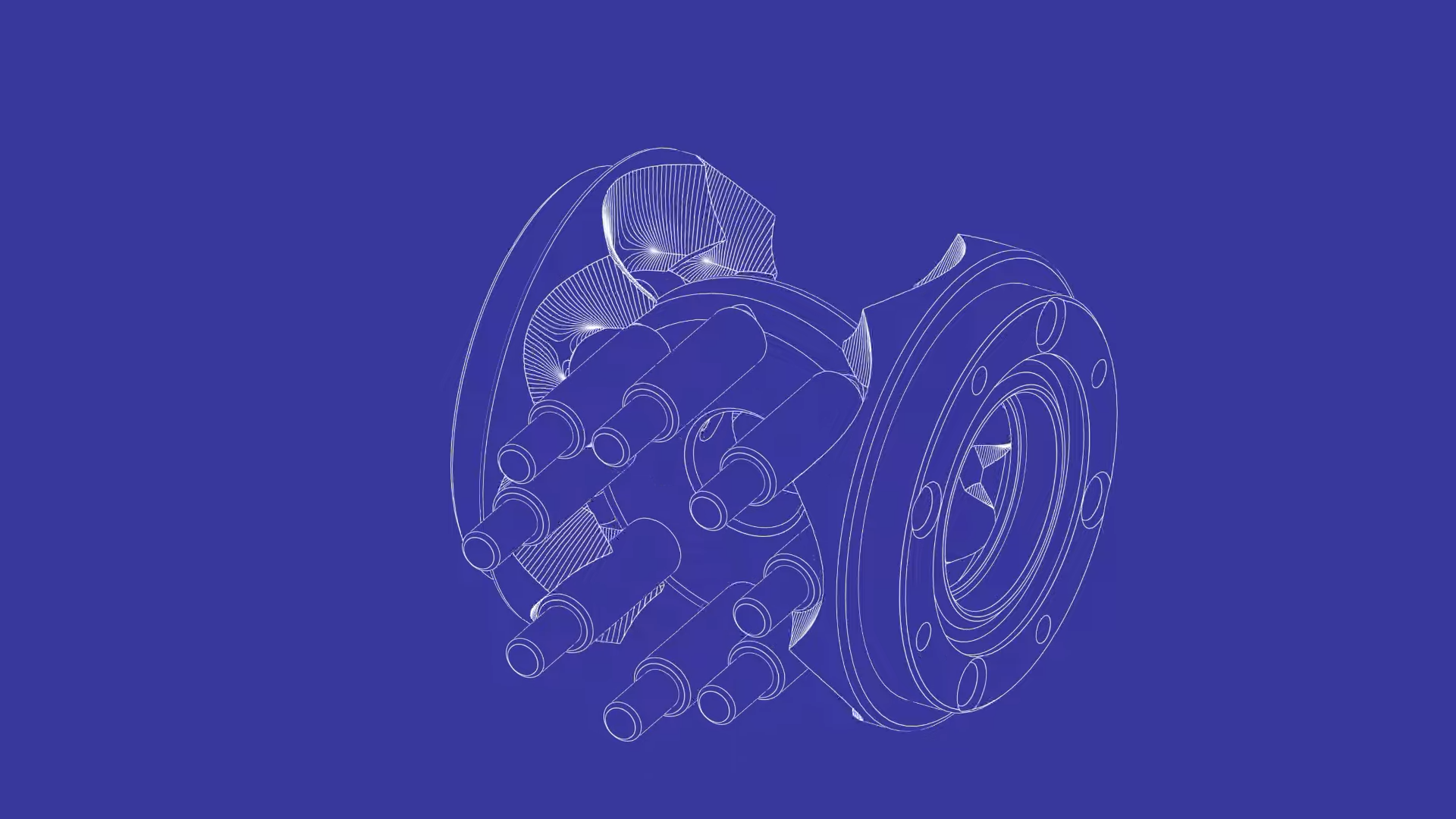 Wire-frame image of gearbox, setup as a differential