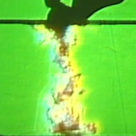 Schlieren photograph of a sugar cube dissolving under
