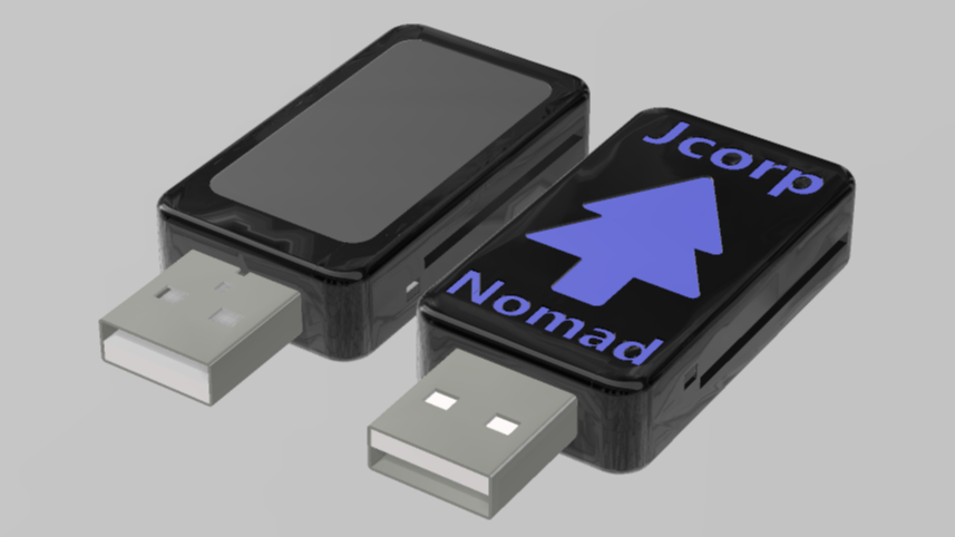 Picture of front and back of thumb drive enclosure