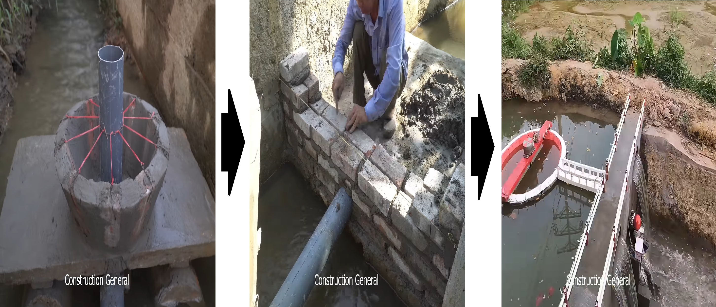 Three stages of the dam construction