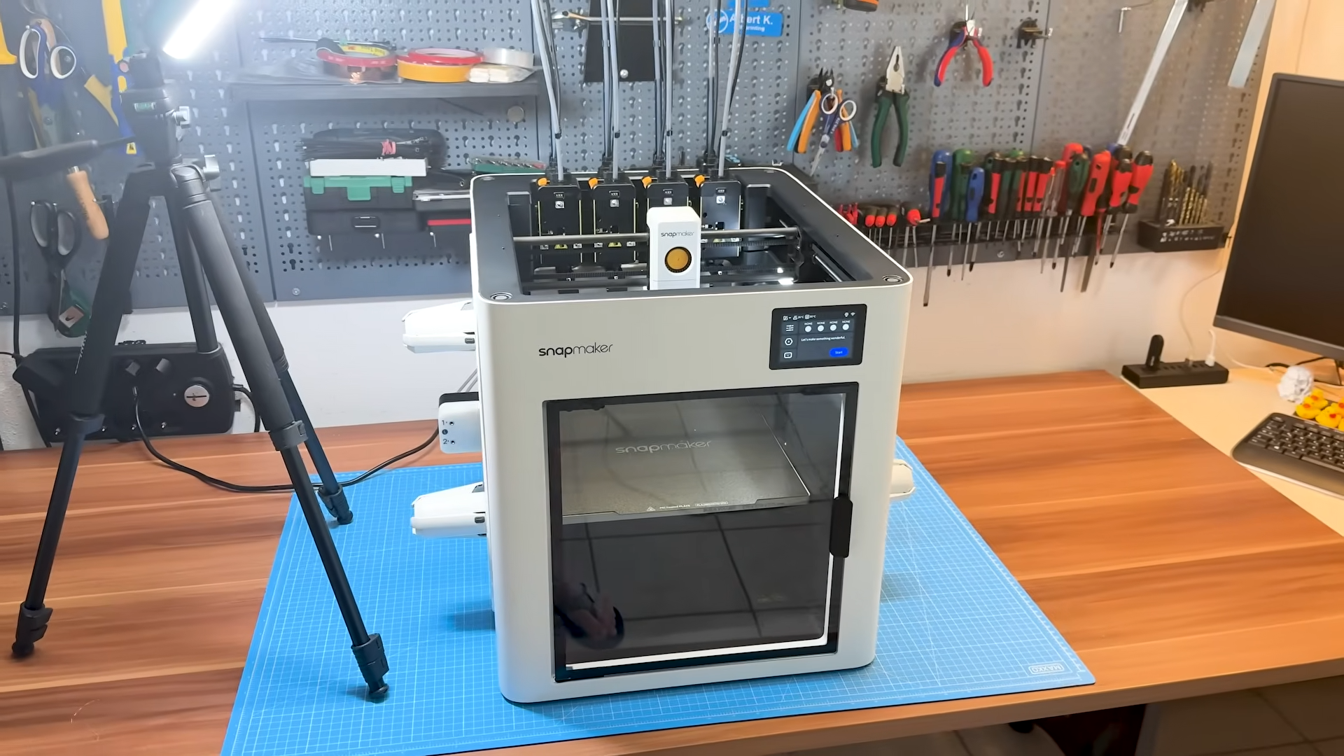 A preproduction U1 sitting on a workbench