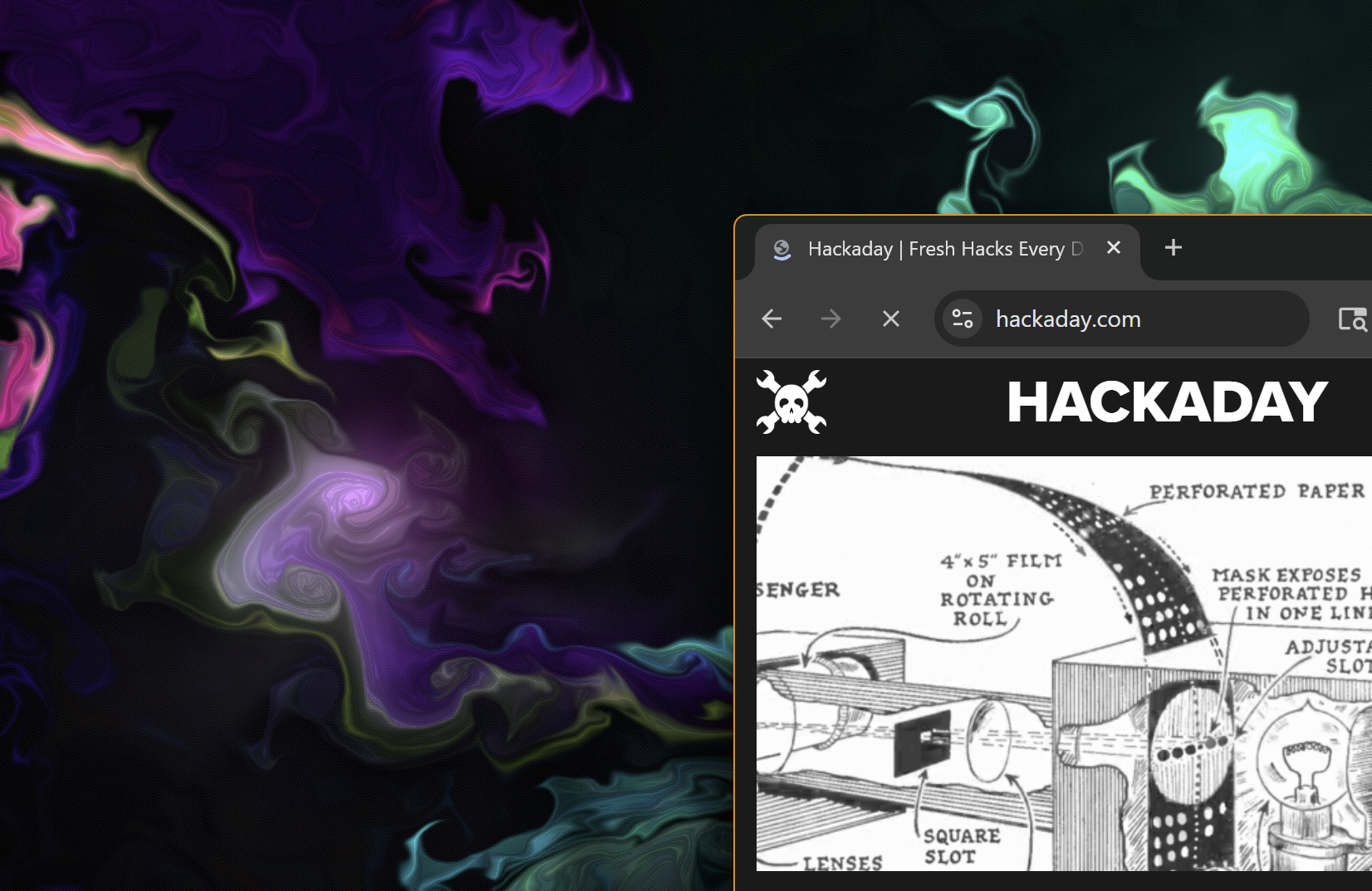 Octos background with hackaday website pulled up