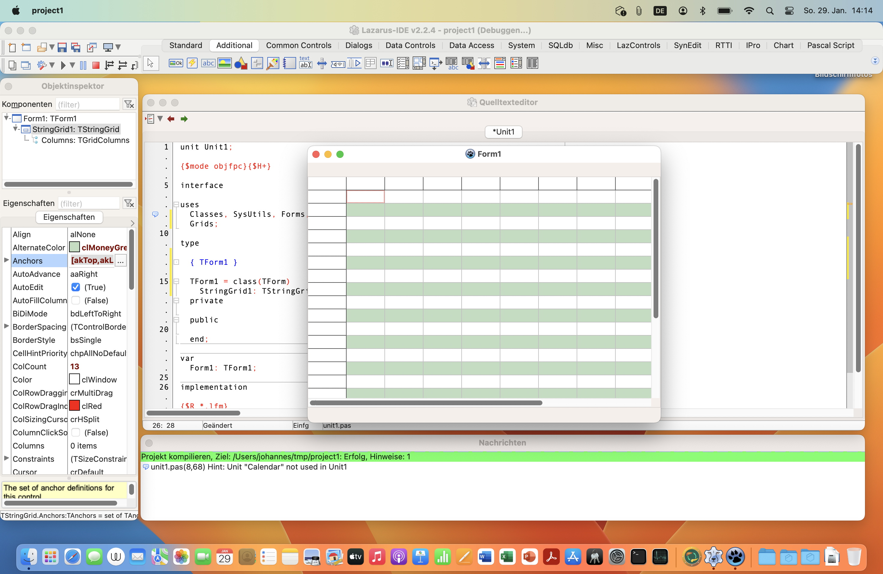 Screenshot of Lazarus IDE on MacOS Ventura
