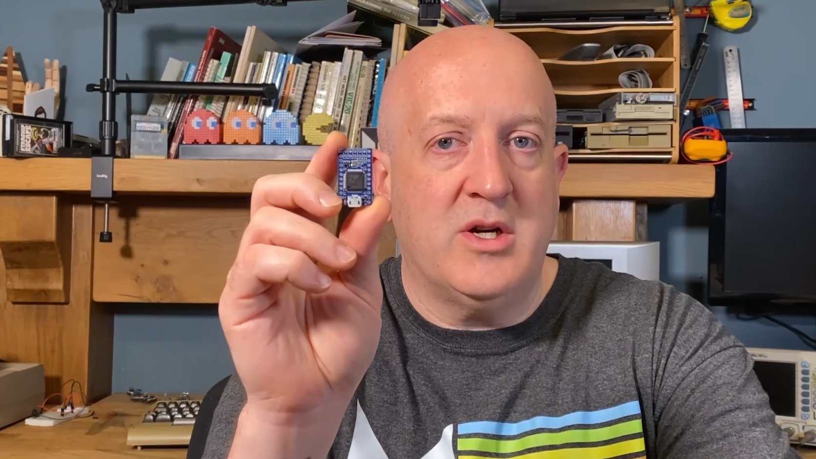 Piers holding a USB One ROM.