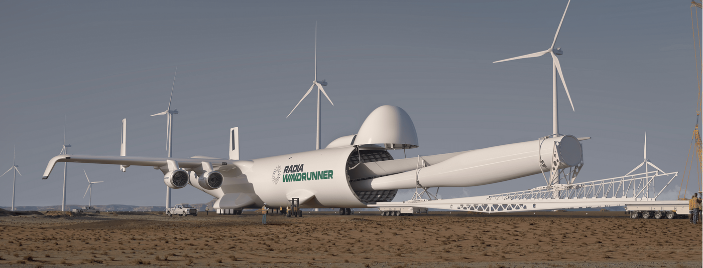 The WindRunner unloading a blade, image Radia.