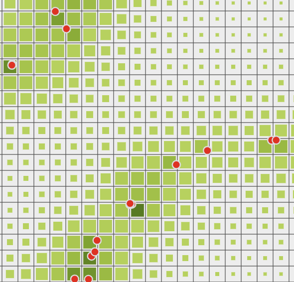 Agents visible and creating low res pattern