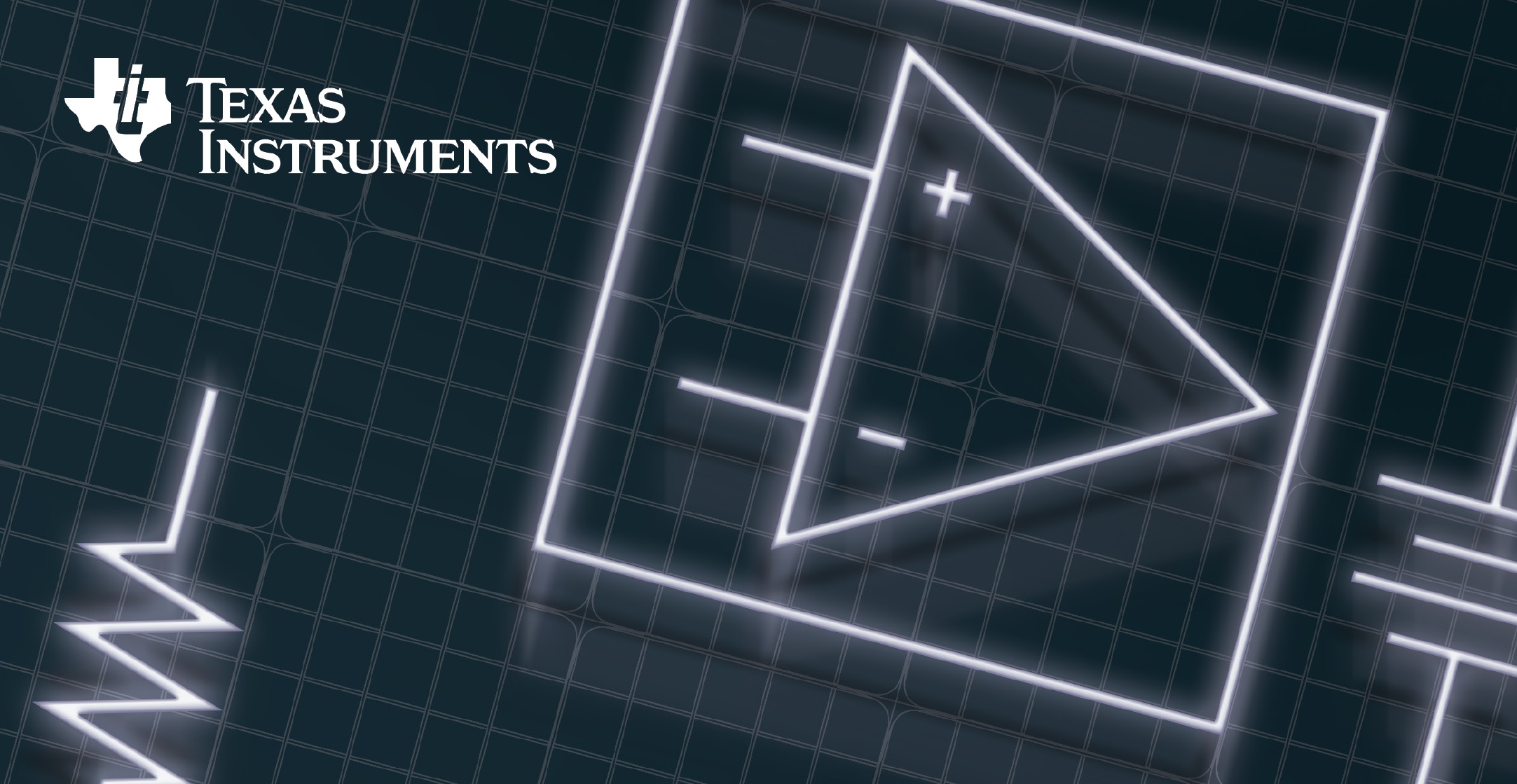 The Texas Instruments branding with some schematic symbols in background.