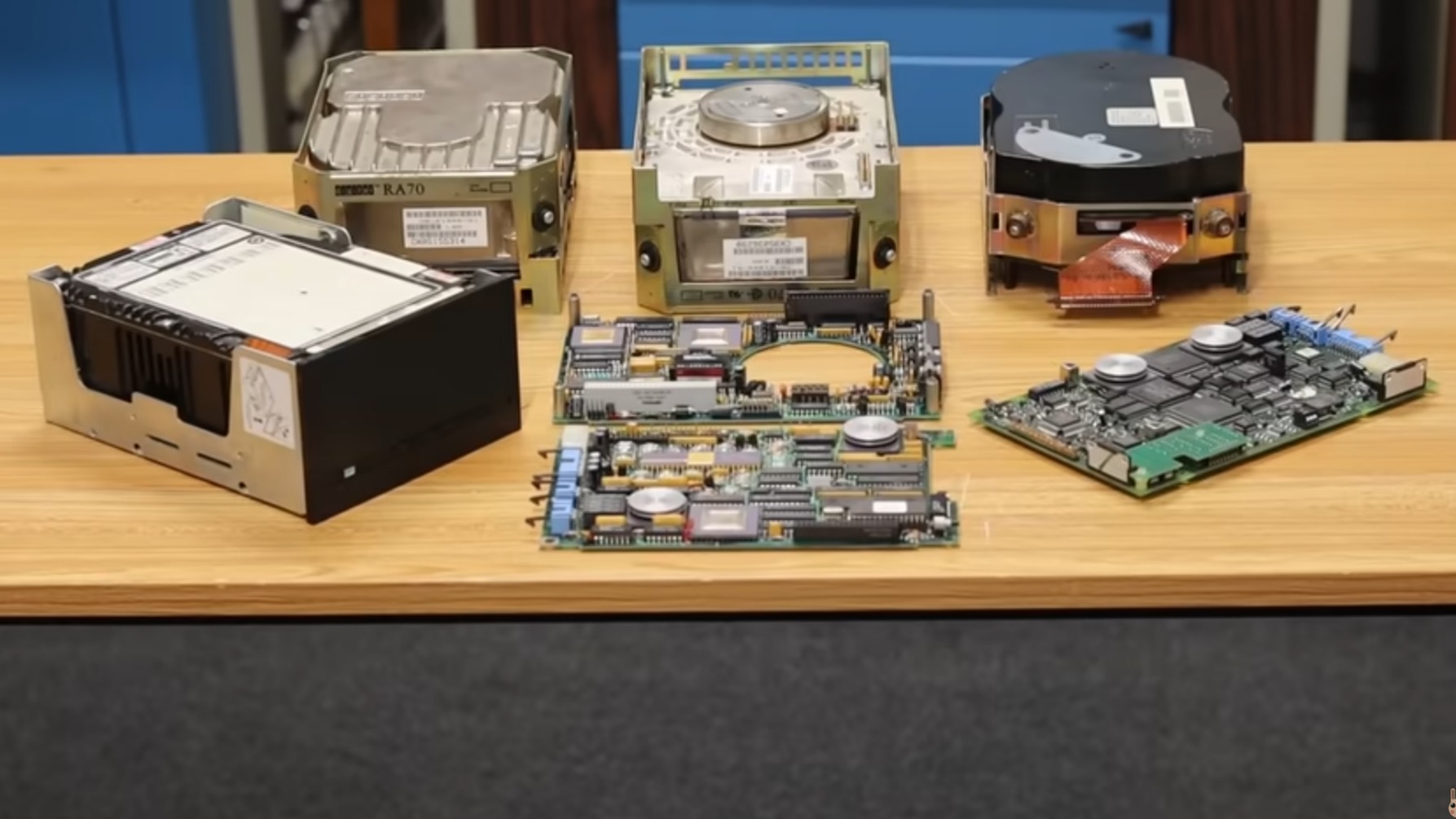 A photo of some drives with their controller boards