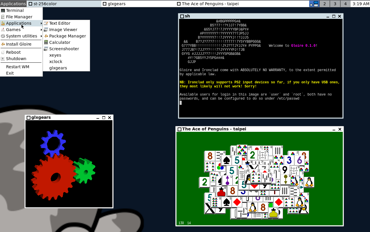 Screenshot of X running on Gloire
