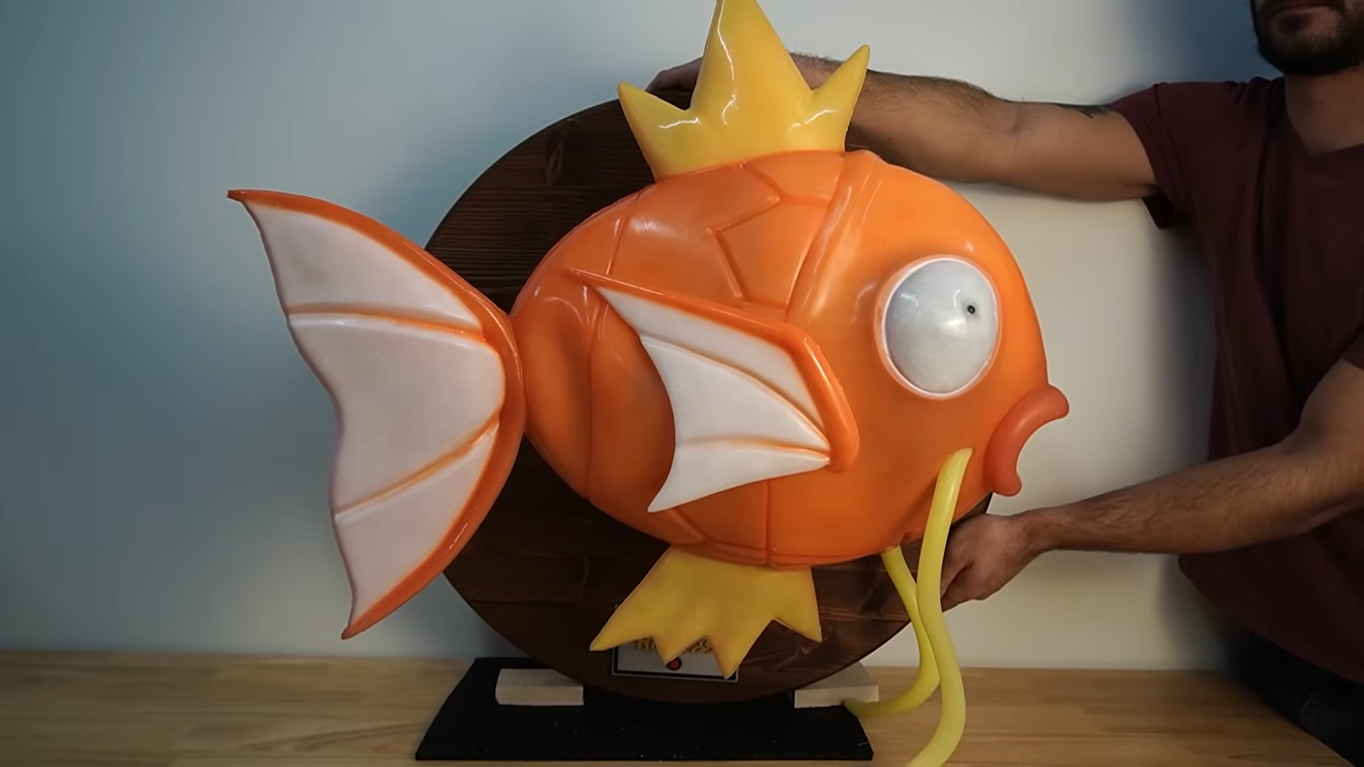 A picture of a life sized magikarp from pokemon