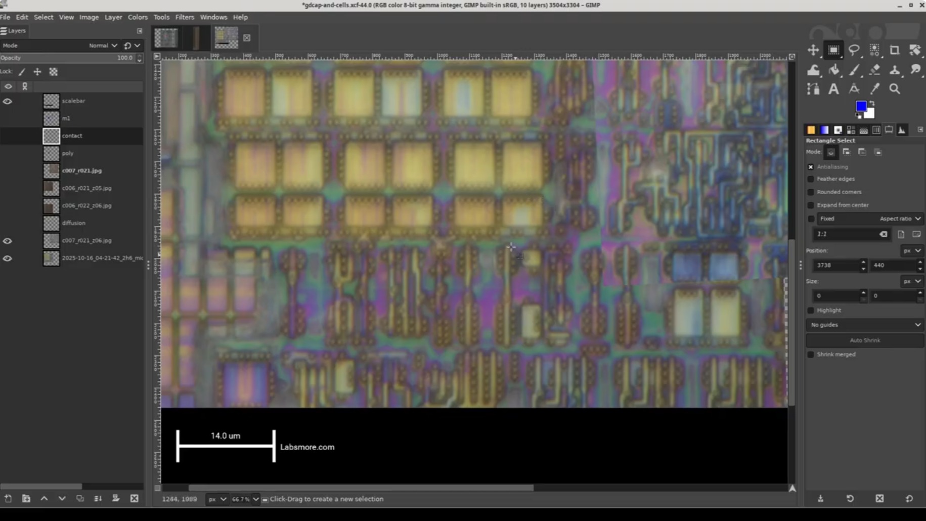 Using GIMP for visual analysis