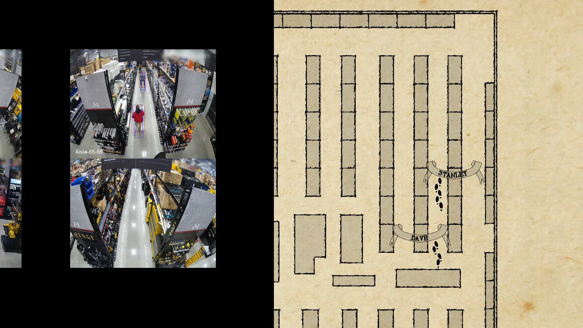 The map in action, along with a sample of the video feeds.