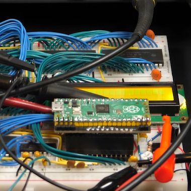 The SIDKick Pico installed on a breadboard. (Credit: Ben Eater)