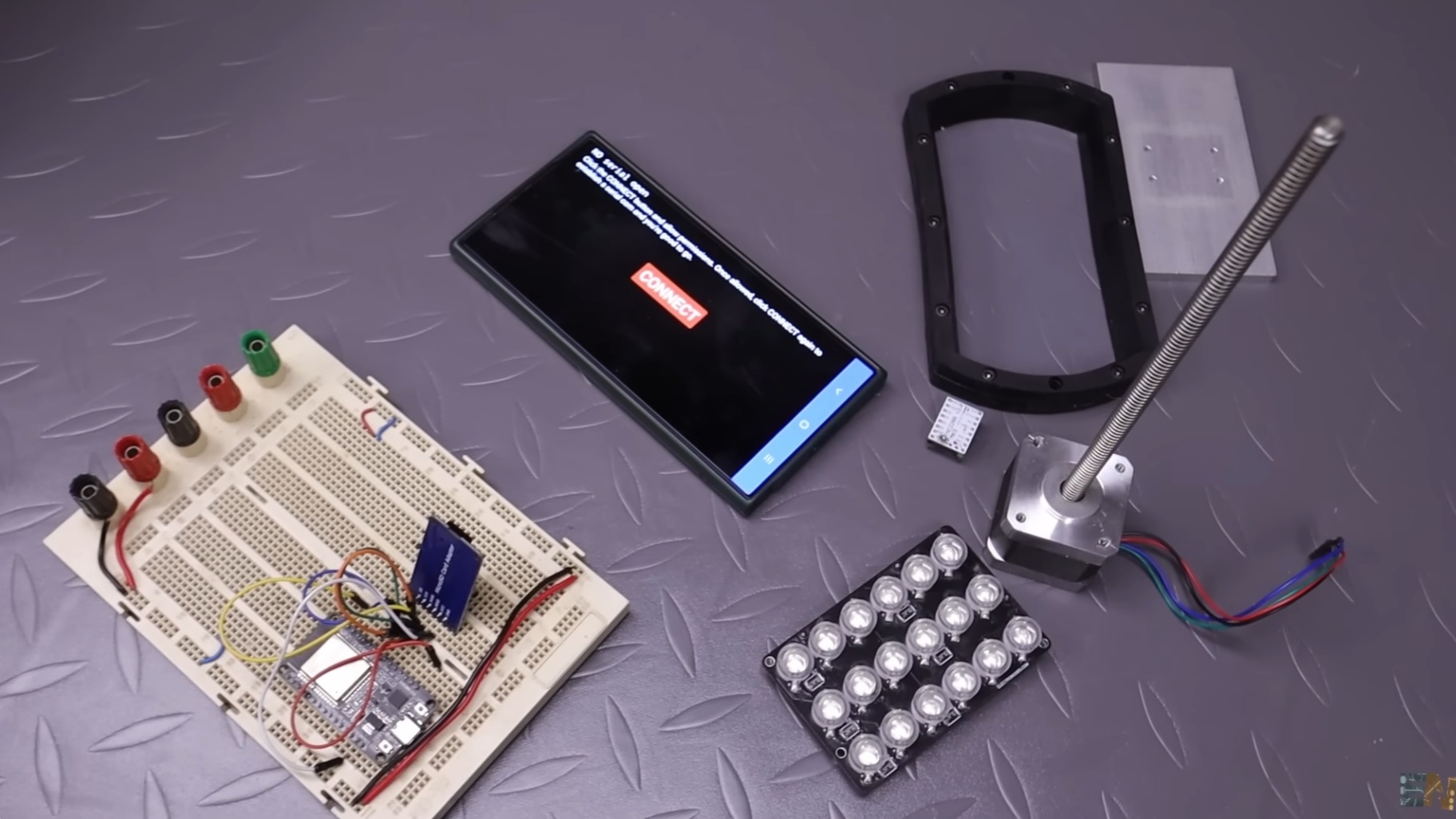 A photo of the various parts for this MSLA 3D printer