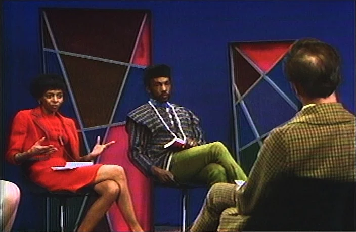 Marion Stokes on the set of her public access television show, Input.