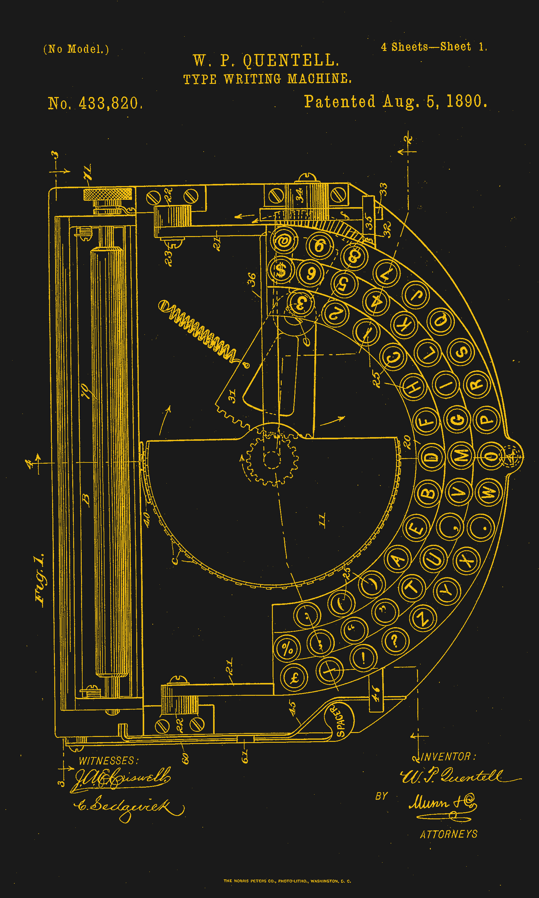 Patent image of the Keystone, which looks like a replica of the Hammond here.