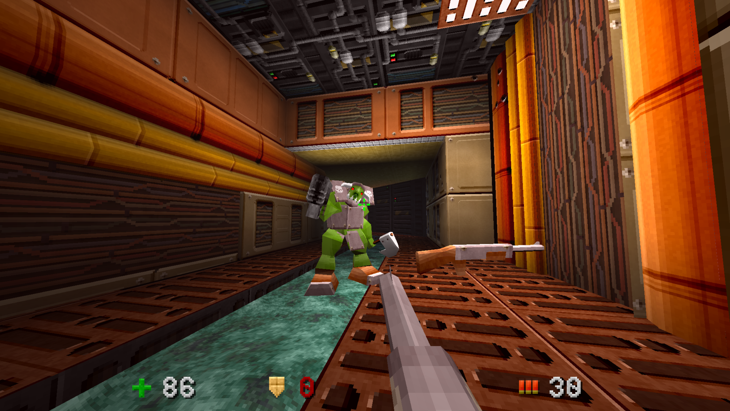 A screenshot of the world's first 64kB boomer shooter