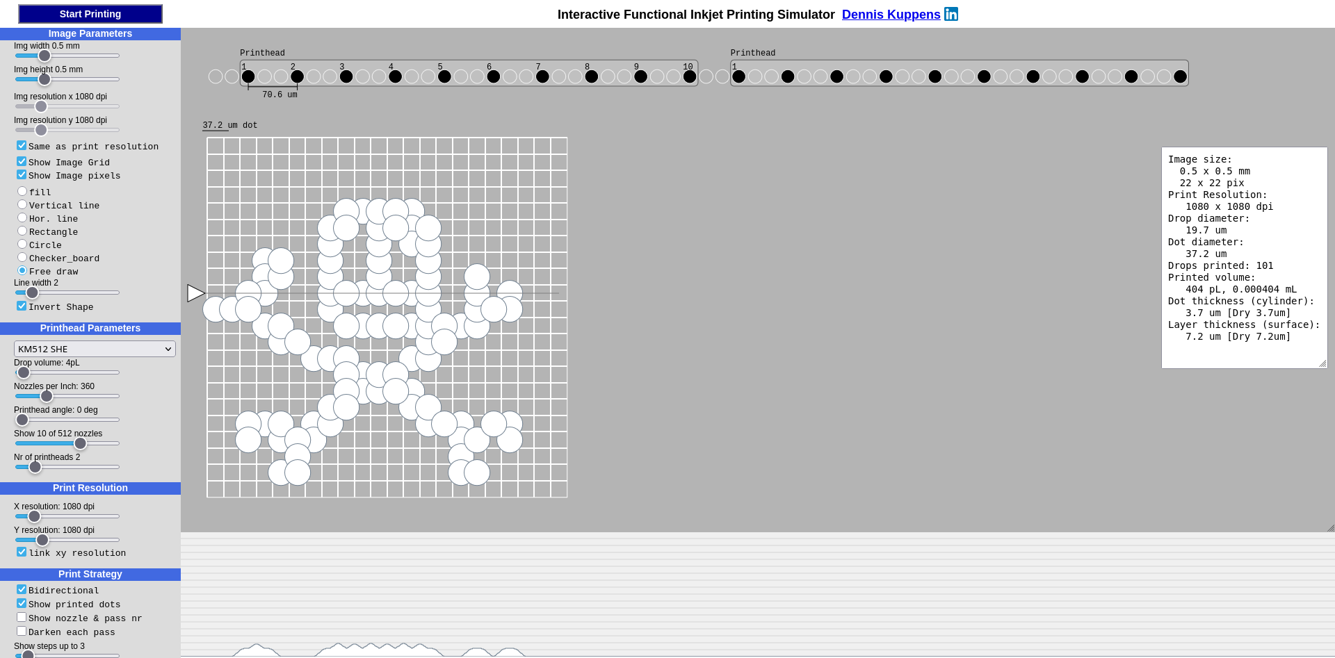 A screenshot of the inkjet simulator project