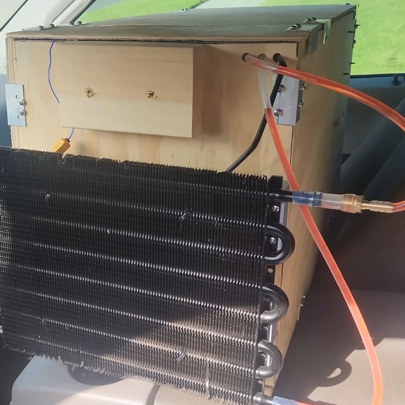The cool side of the thermal storage system, chilling a car. (Credit: Hyperspace Pirate, YouTube)