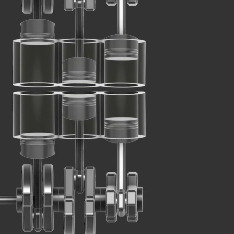 Achates opposed-piston design. (Source: driving 4 answers, YouTube)